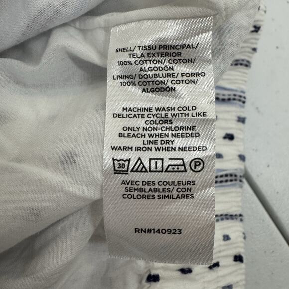 LOFT Tiered Ruffle Skirt Women's Medium White Blue Dots Lace Lined Boho Cottage - Picture 7 of 9